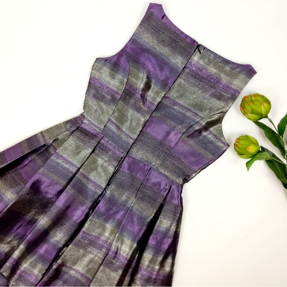 BB Dakota Jensine Fit and Flare Retro Metallic Striped Mini Dress Size 6 NEW - Picture 6 of 9